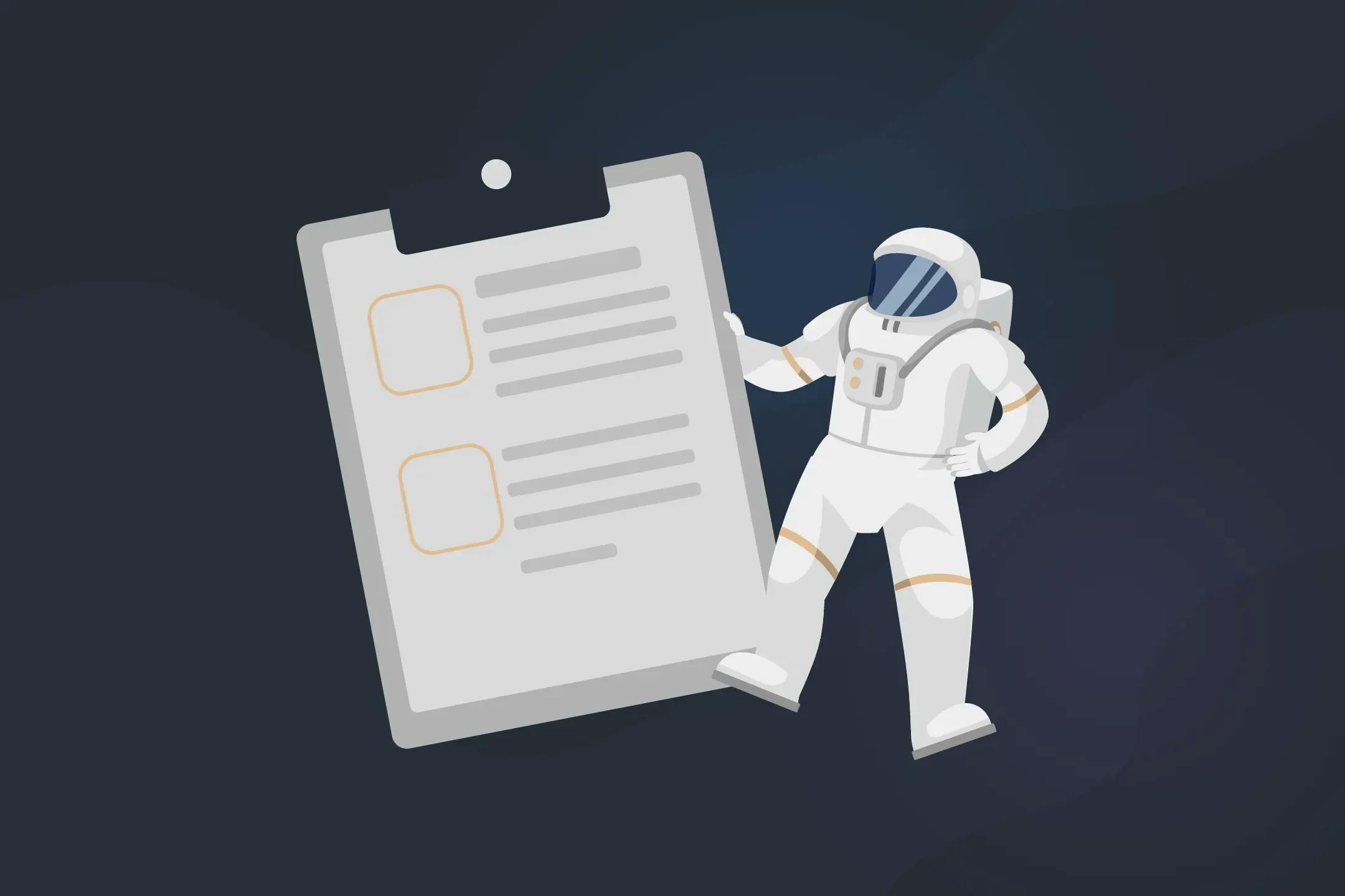 an astronauts holding content audit checklist