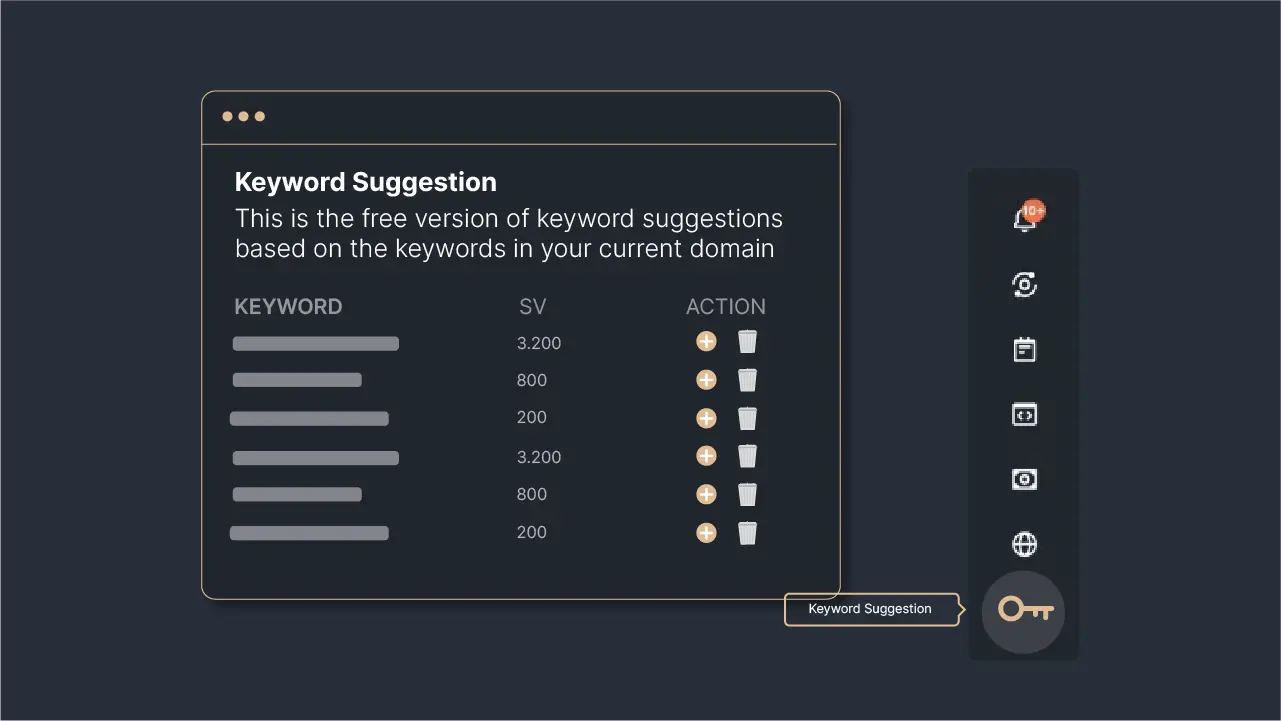 Figure 4: Accessing Keyword Suggestions through the sidebar